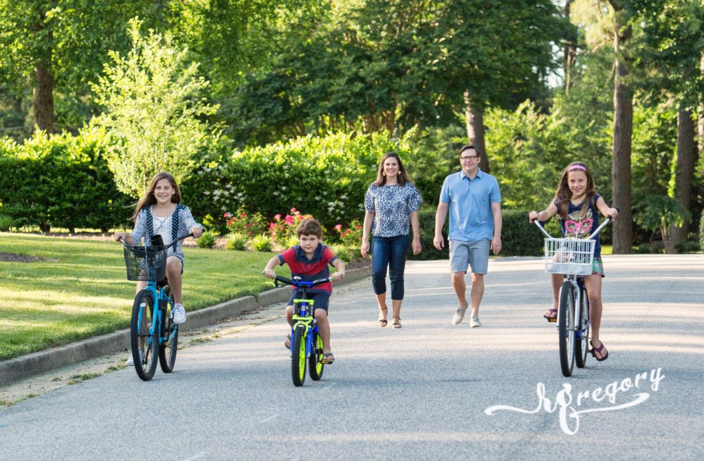 Zeimer candid family photo children bikes walking